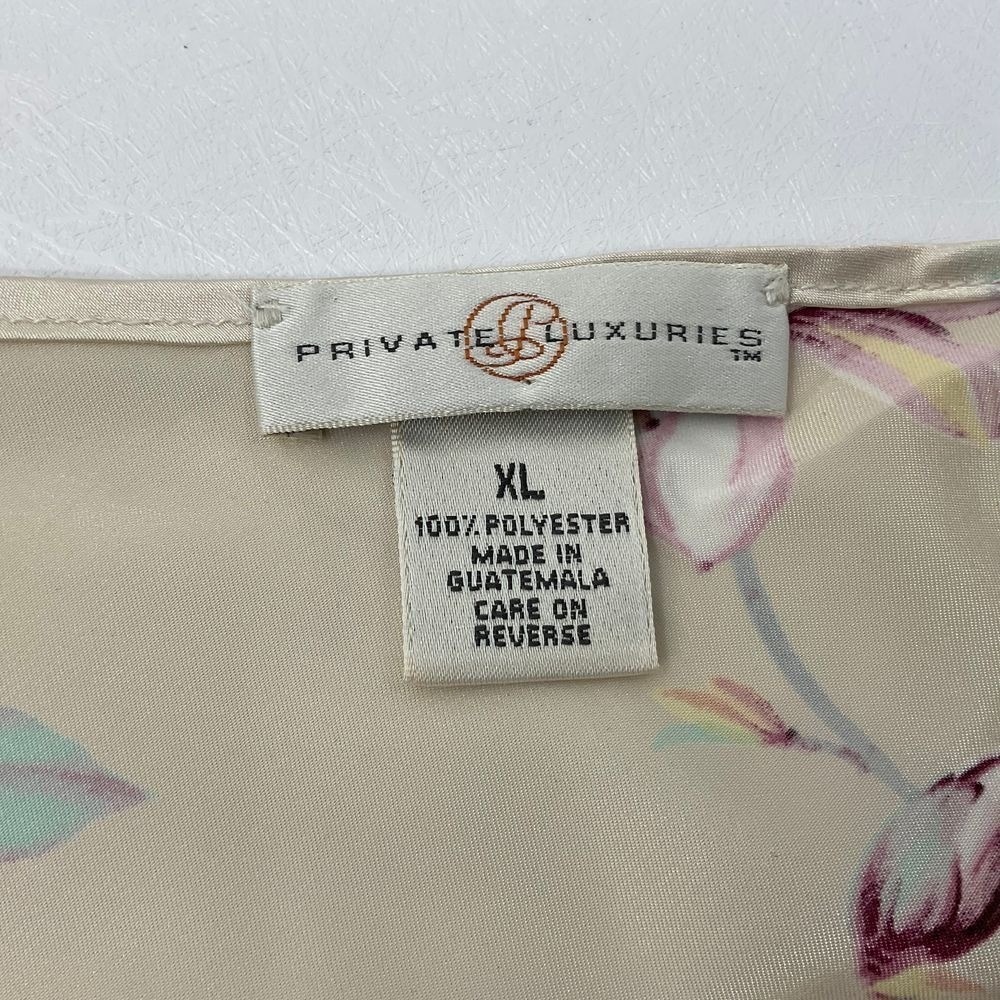 Private Luxuries Floral Satin Chemise Nightgown XL Cream Purple Sleepless Slip - Picture 5 of 5